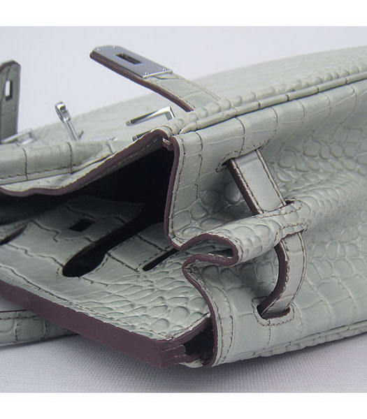Hermes Birkin 30cm Crocodile Veins Handbags in Silver Grey Calfskin (Silver) -7