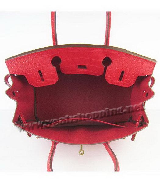 Hermes Birkin 30CM Handbag Red Ccrocodile with Golden Lock-4