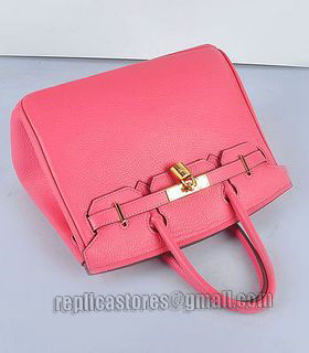 Hermes Birkin 30cm Lipstick Pink Togo Leather Bag Golden Metal-5