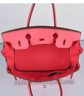 Hermes Birkin 30cm Lipstick Pink Togo Leather Bag Golden Metal-6