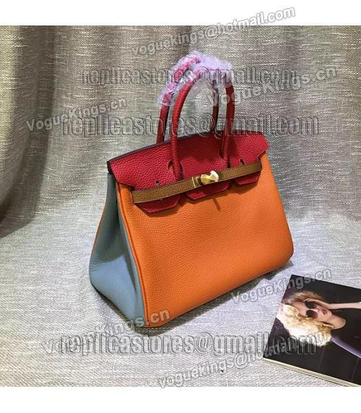 Hermes Birkin 30cm Orange&Red Mixed Colors Leather Handle Bag-2