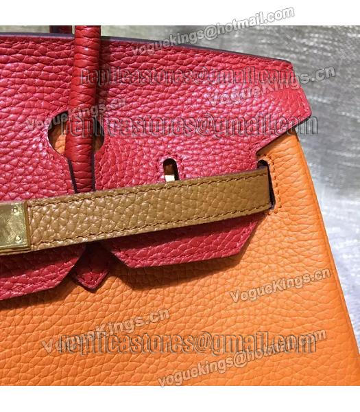 Hermes Birkin 30cm Orange&Red Mixed Colors Leather Handle Bag-6