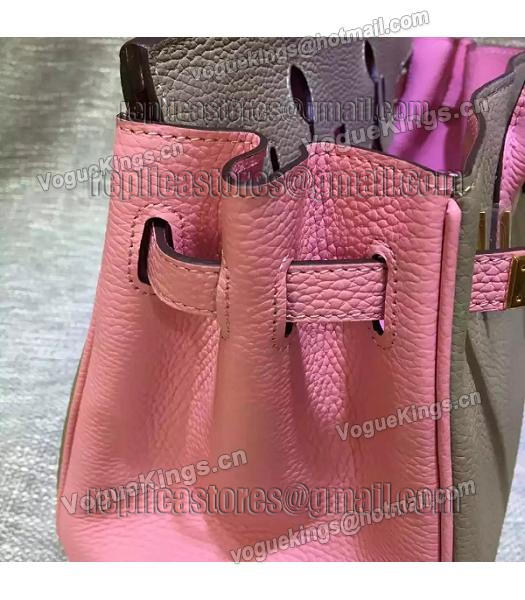 Hermes Birkin 30cm Pink&Grey Mixed Colors Leather Handle Bag-6