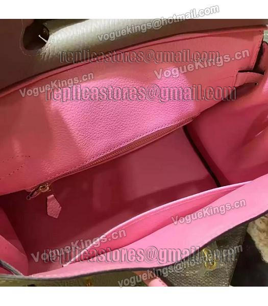 Hermes Birkin 30cm Pink&Grey Mixed Colors Leather Handle Bag-7