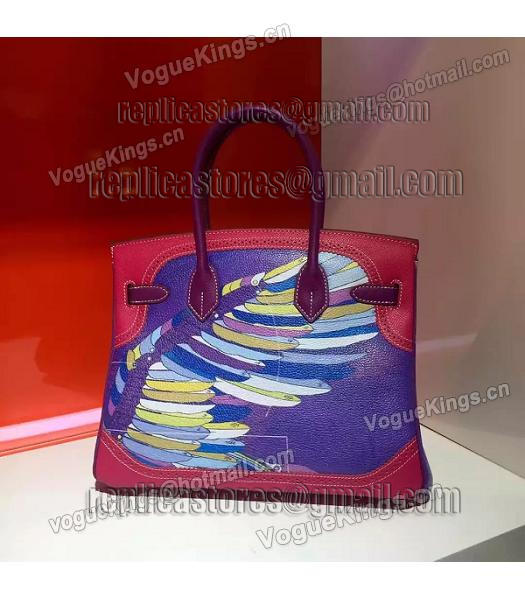 Hermes Birkin 30cm Red&Purple Original Leather Lace Top Handle Bag-2
