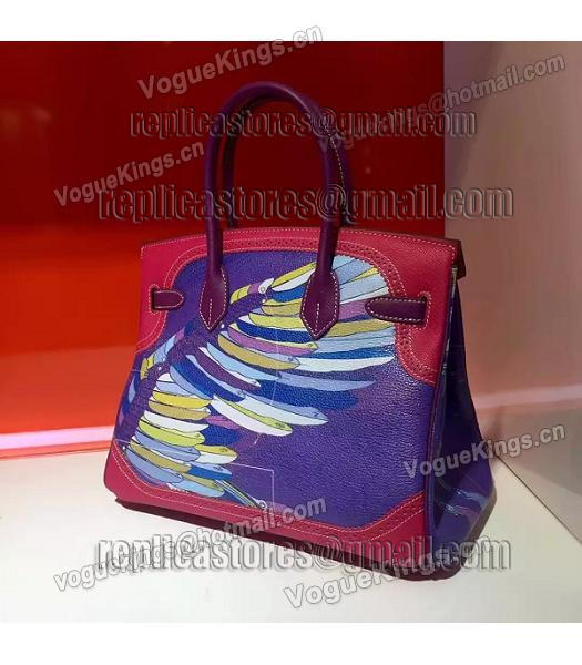 Hermes Birkin 30cm Red&Purple Original Leather Lace Top Handle Bag-3