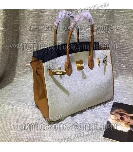 Hermes Birkin 30cm White&Black Mixed Colors Leather Handle Bag-3