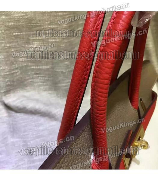 Hermes Birkin 30cm White&Khaki Mixed Colors Leather Handle Bag-6