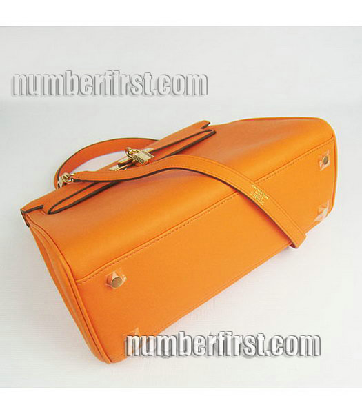 Hermes Birkin 32cm Orange Plain Veins Bag Gold-3