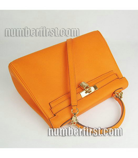 Hermes Birkin 32cm Orange Plain Veins Bag Gold-4