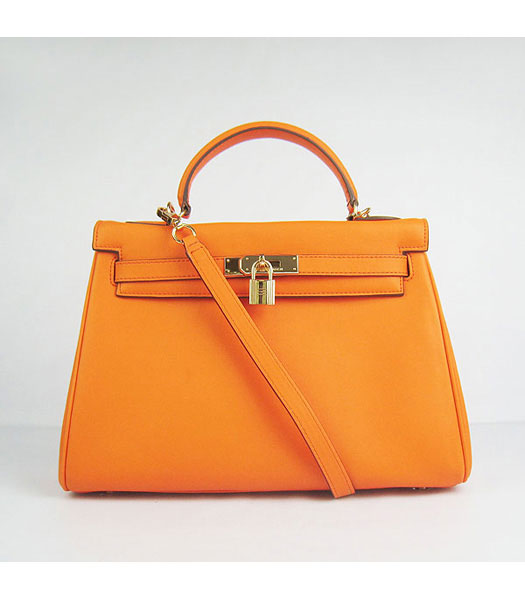 Hermes Birkin 32cm Orange Plain Veins Bag Gold