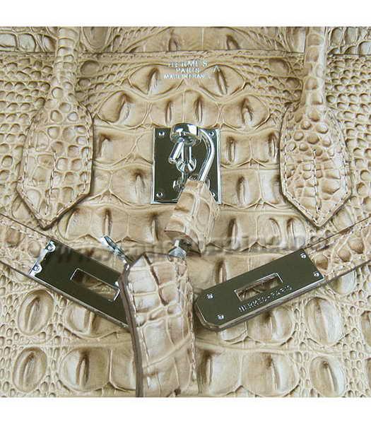 Hermes Birkin 35cm Bag Apricot Croc Head Veins Leather Silver Metal-7