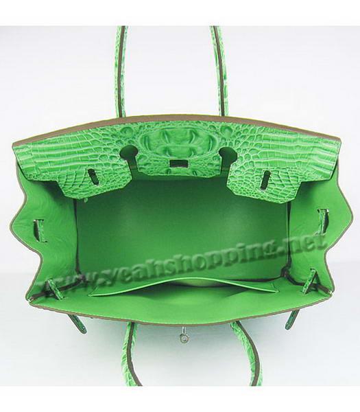 Hermes Birkin 35cm Bag Green Croc Head Veins Leather Silver Metal-4