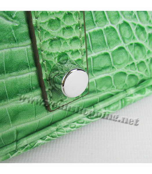 Hermes Birkin 35cm Bag Green Croc Head Veins Leather Silver Metal-6