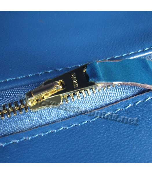 Hermes Birkin 35cm Bag Middle Blue Big Croc Veins Leather Golden Metal-7