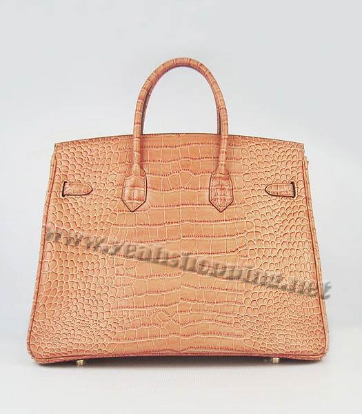 Hermes Birkin 35cm Bag Orange Croc Veins Leather Golden Metal-2