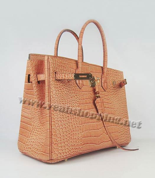 Hermes Birkin 35cm Bag Orange Croc Veins Leather Golden Metal-3