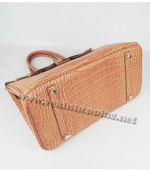 Hermes Birkin 35cm Bag Orange Croc Veins Leather Golden Metal-4