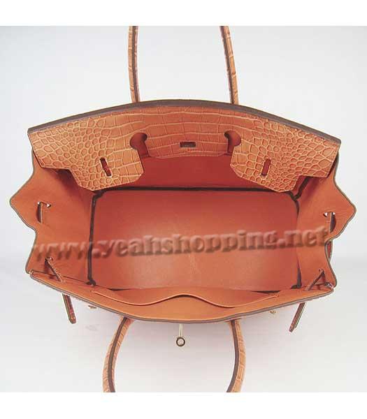 Hermes Birkin 35cm Bag Orange Croc Veins Leather Golden Metal-5