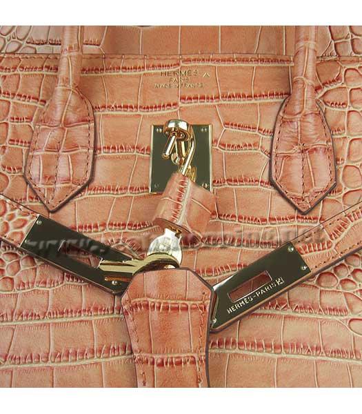 Hermes Birkin 35cm Bag Orange Croc Veins Leather Golden Metal-6