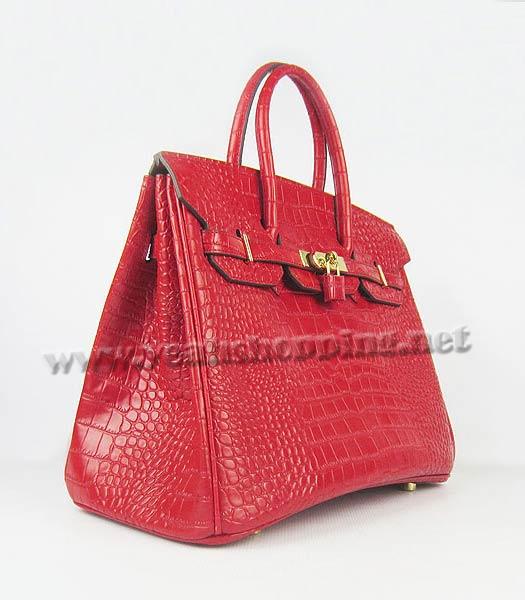 Hermes Birkin 35cm Bag Red Croc Veins Leather Golden Metal-1