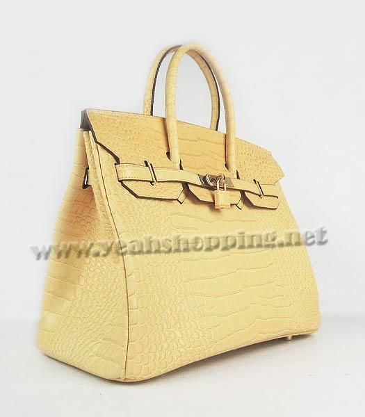 Hermes Birkin 35cm Bag Yellow Croc Veins Leather Golden Metal-1