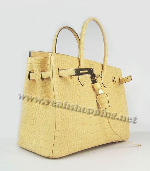 Hermes Birkin 35cm Bag Yellow Croc Veins Leather Golden Metal-3