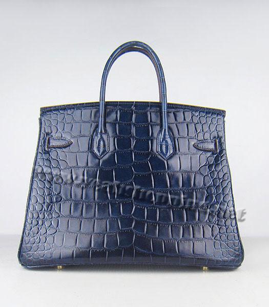 Hermes Birkin 35cm Dark Blue Croc Leather Golden Metal-2