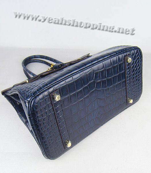 Hermes Birkin 35cm Dark Blue Croc Leather Golden Metal-4