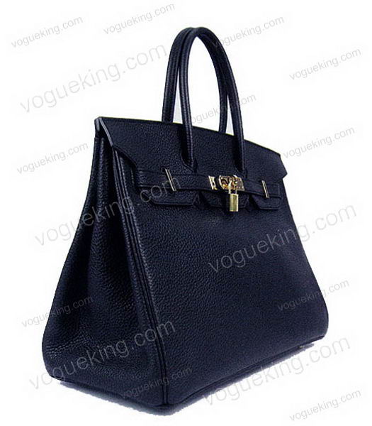 Hermes Birkin 35cm Dark Blue Original Leather Bag Golden Metal-1
