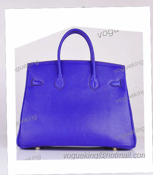 Hermes Birkin 35cm Electric Blue Calfskin Leather Bag Golden Metal-2