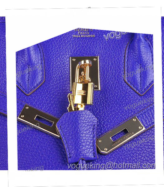 Hermes Birkin 35cm Electric Blue Calfskin Leather Bag Golden Metal-5