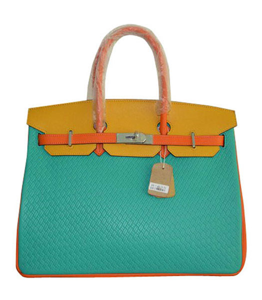 Hermes Birkin 35CM GreenYellow Plait Veins Leather Bag