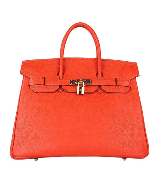 Hermes Birkin 35cm Light Orange Togo Leather Bag Golden Metal