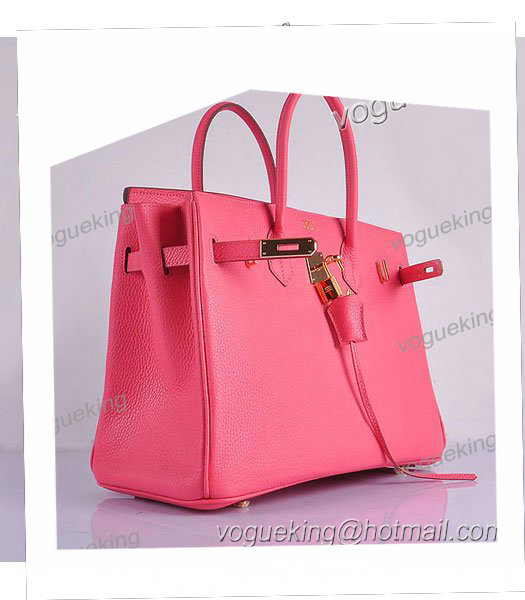 Hermes Birkin 35cm Lipstick Pink Calfskin Leather Bag Golden Metal-3