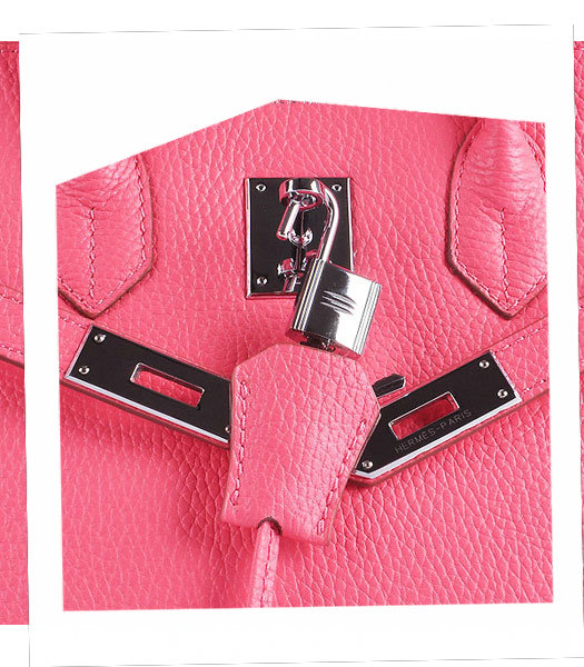 Hermes Birkin 35cm Lipstick Pink Calfskin Leather Bag Silver Metal-5