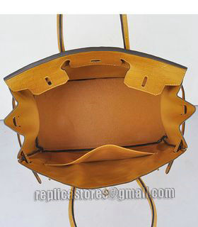 Hermes Birkin 35cm Pear Golden Croc Veins Leather Bag Golden Metal-6