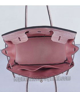 Hermes Birkin 35cm Pear Pink Croc Veins Leather Bag Golden Metal-6