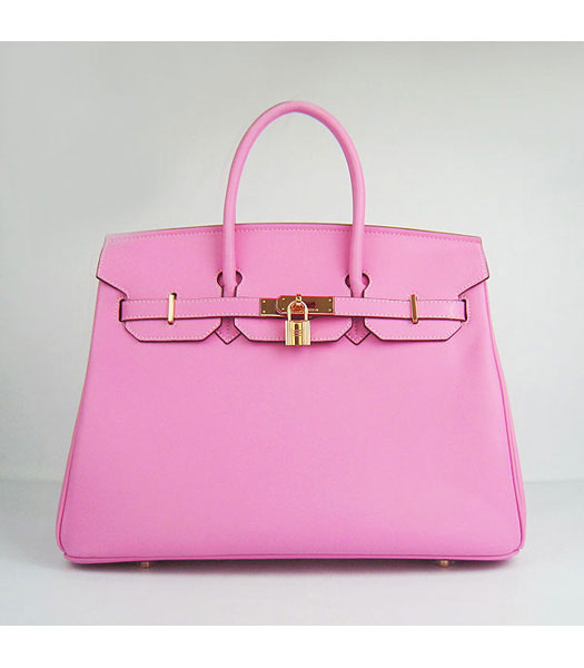 Hermes Birkin 35cm Pink Plain Veins Bag Gold
