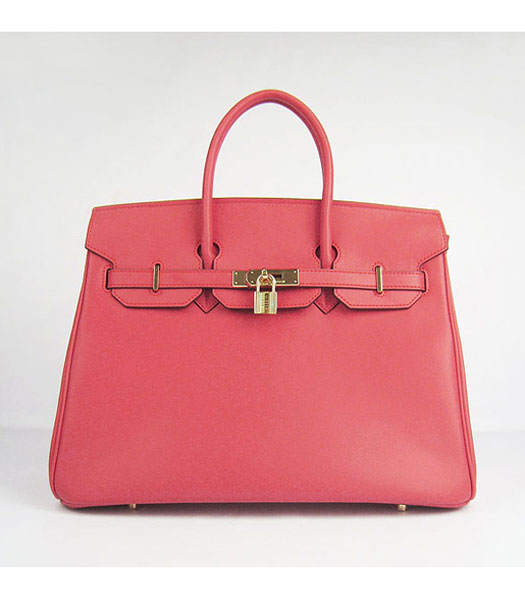 Hermes Birkin 35cm Red Plain Veins Bag Gold