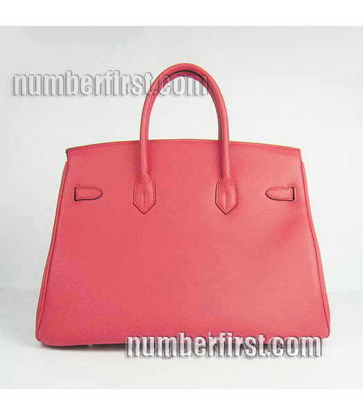 Hermes Birkin 35cm Red Plain Veins Bag Silver-2