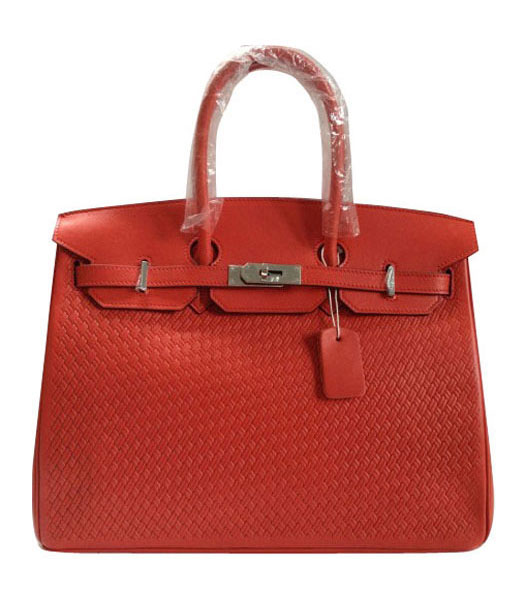 Hermes Birkin 35CM Red Plait Veins Leather Bag