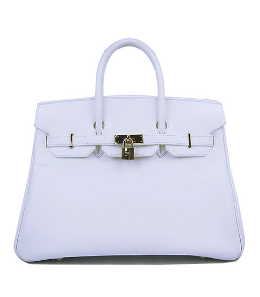 Hermes Birkin 35cm White Plain Veins Bag Golden Metal