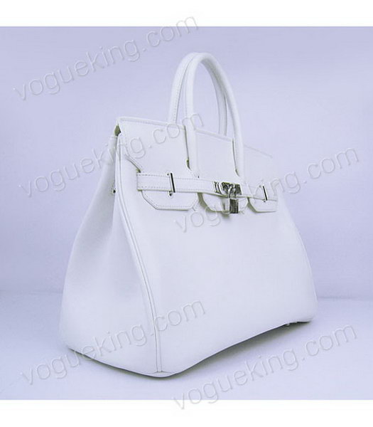 Hermes Birkin 35cm White Plain Veins Bag Silver Metal-1