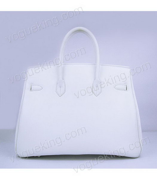 Hermes Birkin 35cm White Plain Veins Bag Silver Metal-2
