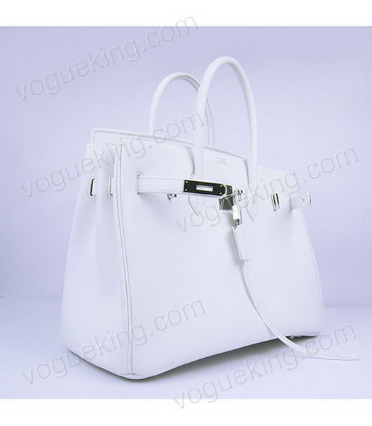 Hermes Birkin 35cm White Plain Veins Bag Silver Metal-5