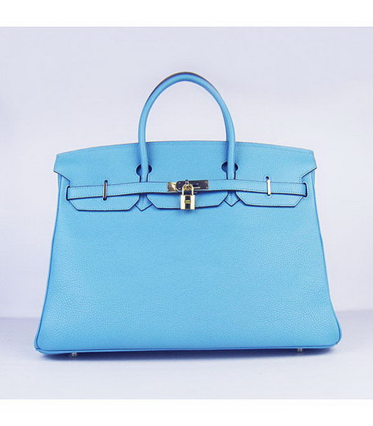 Hermes Birkin 40CM Handbag Light Blue Togo Leather Golden Metal