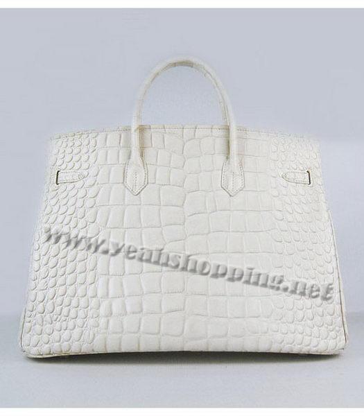 Hermes Birkin 40cm Offwhite Croc Leather Bag Silver Metal-2