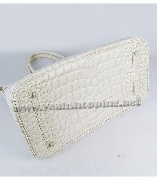 Hermes Birkin 40cm Offwhite Croc Leather Bag Silver Metal-3