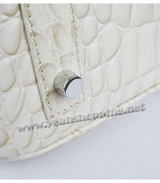 Hermes Birkin 40cm Offwhite Croc Leather Bag Silver Metal-7